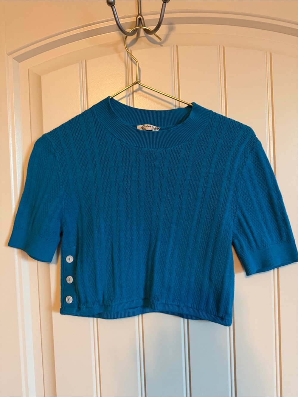 Free People Blue Call Me Knitted Crop Sweater Brami Size XS